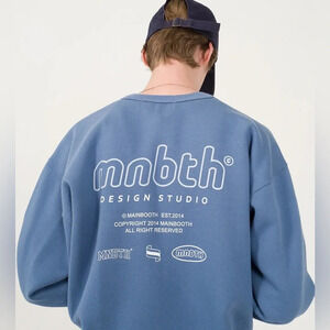 Main Booth Japanese Streetwear Crewneck Sweatshirt Blue Size Medium Large